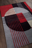 Chandra Rugs Daisa 100% Wool Hand-Tufted Contemporary Rug Red/Black/Grey 7'9 Round