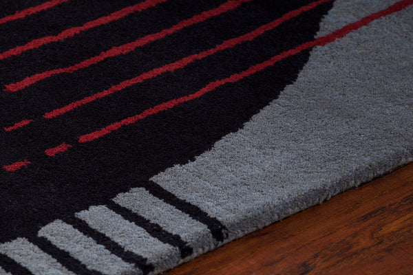 Chandra Rugs Daisa 100% Wool Hand-Tufted Contemporary Rug Red/Black/Grey 7'9 Round
