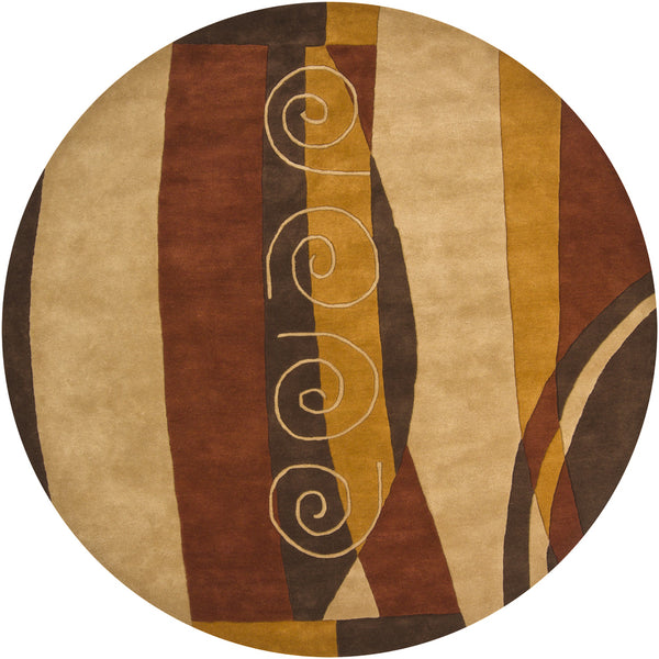 Chandra Rugs Daisa 100% Wool Hand-Tufted Contemporary Rug Brown/Tan 7'9 Round