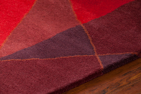 Chandra Rugs Daisa 100% Wool Hand-Tufted Contemporary Rug Red/Burgundy 7'9 Round