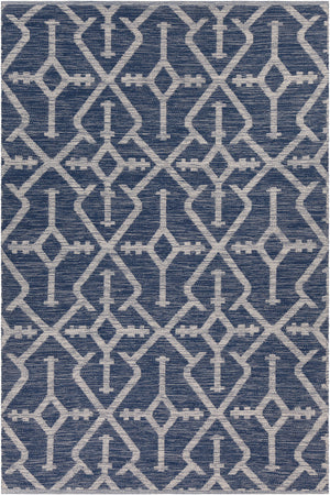 Chandra Rugs Dani 100% Recycled Polyester Hand-Woven Contemporary Rug Navy Blue/Beige 7'9 x 10'6
