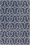 Chandra Rugs Dani 100% Recycled Polyester Hand-Woven Contemporary Rug Navy Blue/Beige 7'9 x 10'6