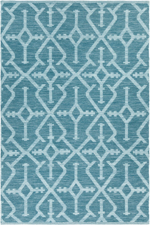 Chandra Rugs Dani 100% Recycled Polyester Hand-Woven Contemporary Rug Teal/Beige 7'9 x 10'6