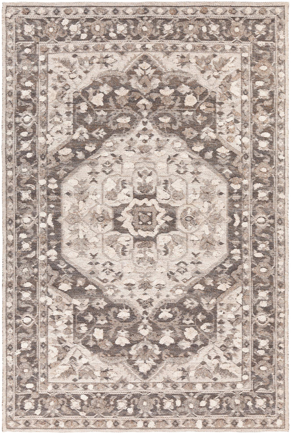 Chandra Rugs Daphne Wool + Viscose Hand-Woven Traditional Rug Green/Grey/White 7'9 x 10'6