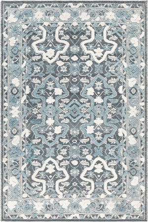 Chandra Rugs Daphne Wool + Viscose Hand-Woven Traditional Rug Blue/Grey/White 7'9 x 10'6