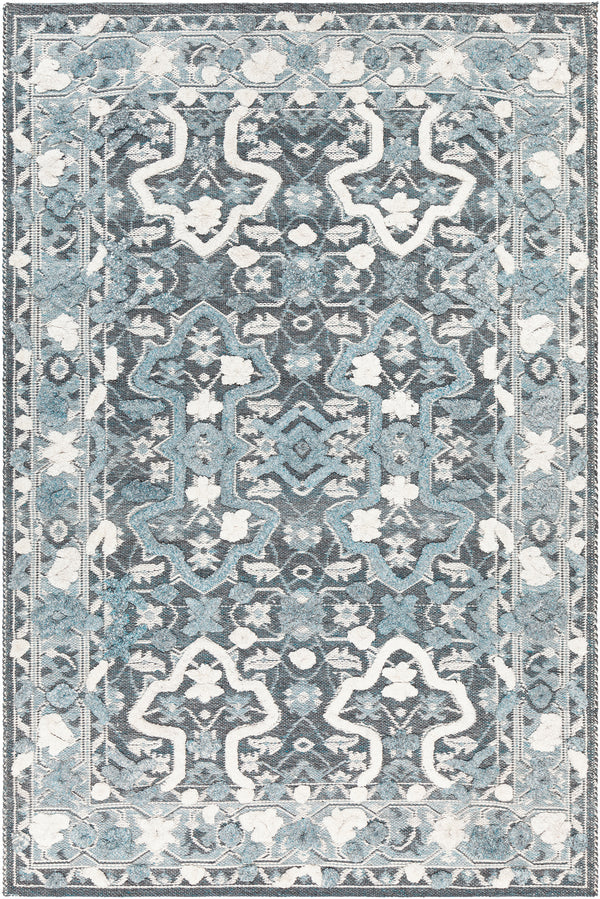 Chandra Rugs Daphne Wool + Viscose Hand-Woven Traditional Rug Blue/Grey/White 7'9 x 10'6