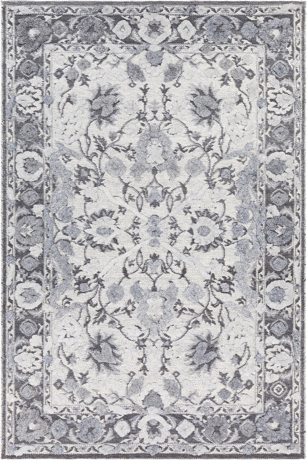 Chandra Rugs Daphne Wool + Viscose Hand-Woven Traditional Rug Grey/Black/White 7'9 x 10'6