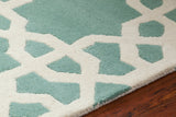 Chandra Rugs Davin 100% Wool Hand-Tufted Contemporary Wool Rug Light Aqua/White 7' x 10'