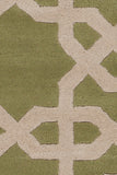 Chandra Rugs Davin 100% Wool Hand-Tufted Contemporary Wool Rug Green/Cream 7' x 10'