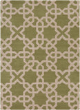 Chandra Rugs Davin 100% Wool Hand-Tufted Contemporary Wool Rug Green/Cream 7' x 10'