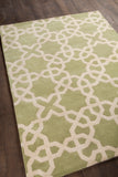 Chandra Rugs Davin 100% Wool Hand-Tufted Contemporary Wool Rug Green/Cream 7' x 10'