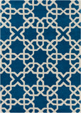 Chandra Rugs Davin 100% Wool Hand-Tufted Contemporary Wool Rug Blue/White 7' x 10'