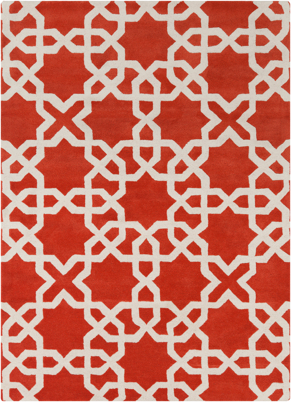 Chandra Rugs Davin 100% Wool Hand-Tufted Contemporary Wool Rug Orange/White 7' x 10'