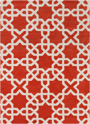 Chandra Rugs Davin 100% Wool Hand-Tufted Contemporary Wool Rug Orange/White 7' x 10'