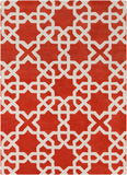 Chandra Rugs Davin 100% Wool Hand-Tufted Contemporary Wool Rug Orange/White 7' x 10'
