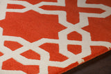Chandra Rugs Davin 100% Wool Hand-Tufted Contemporary Wool Rug Orange/White 7' x 10'