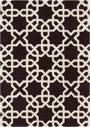 Chandra Rugs Davin 100% Wool Hand-Tufted Contemporary Wool Rug Brown/White 7' x 10'