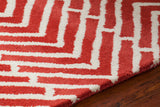 Chandra Rugs Davin 100% Wool Hand-Tufted Contemporary Wool Rug Red/White 7' x 10'