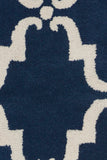 Chandra Rugs Davin 100% Wool Hand-Tufted Contemporary Wool Rug Navy Blue/White 7' x 10'