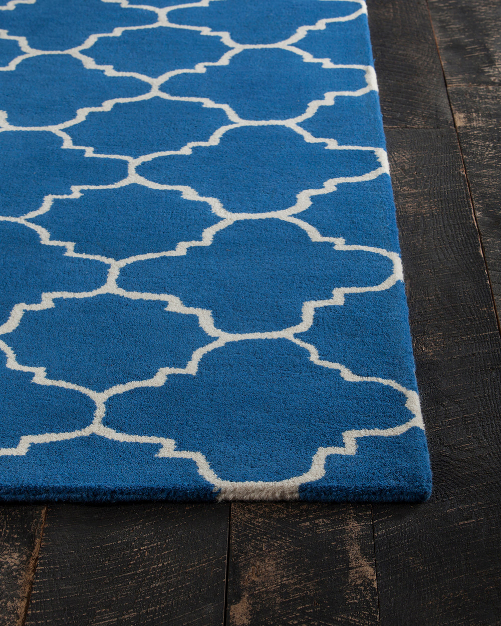 Chandra Rugs Davin 100% Wool Hand-Tufted Contemporary Wool Rug Blue/White 7' x 10'