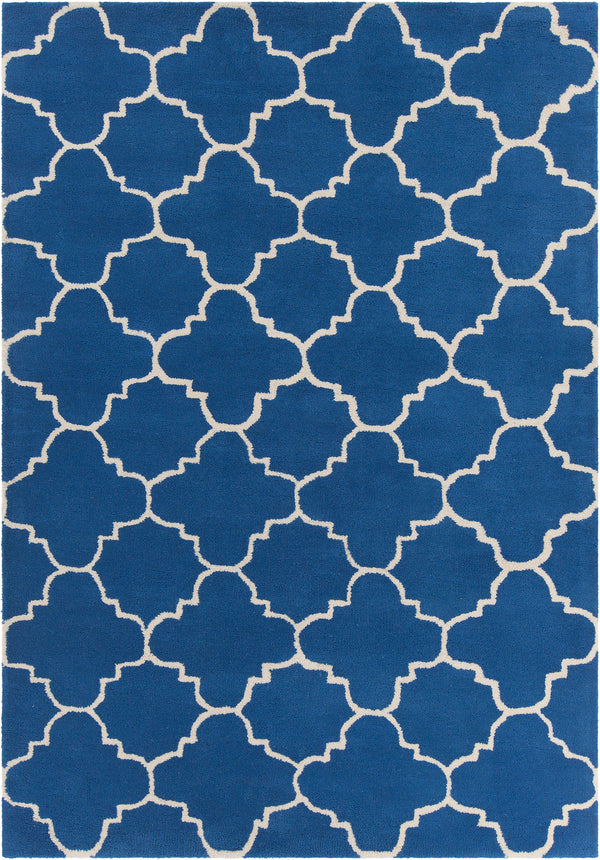 Chandra Rugs Davin 100% Wool Hand-Tufted Contemporary Wool Rug Blue/White 7' x 10'