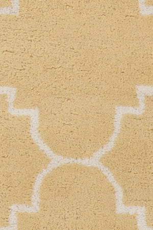 Chandra Rugs Davin 100% Wool Hand-Tufted Contemporary Wool Rug Yellow/White 7' x 10'