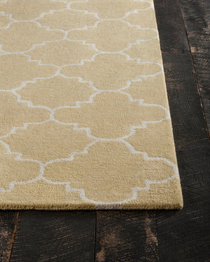 Chandra Rugs Davin 100% Wool Hand-Tufted Contemporary Wool Rug Yellow/White 7' x 10'