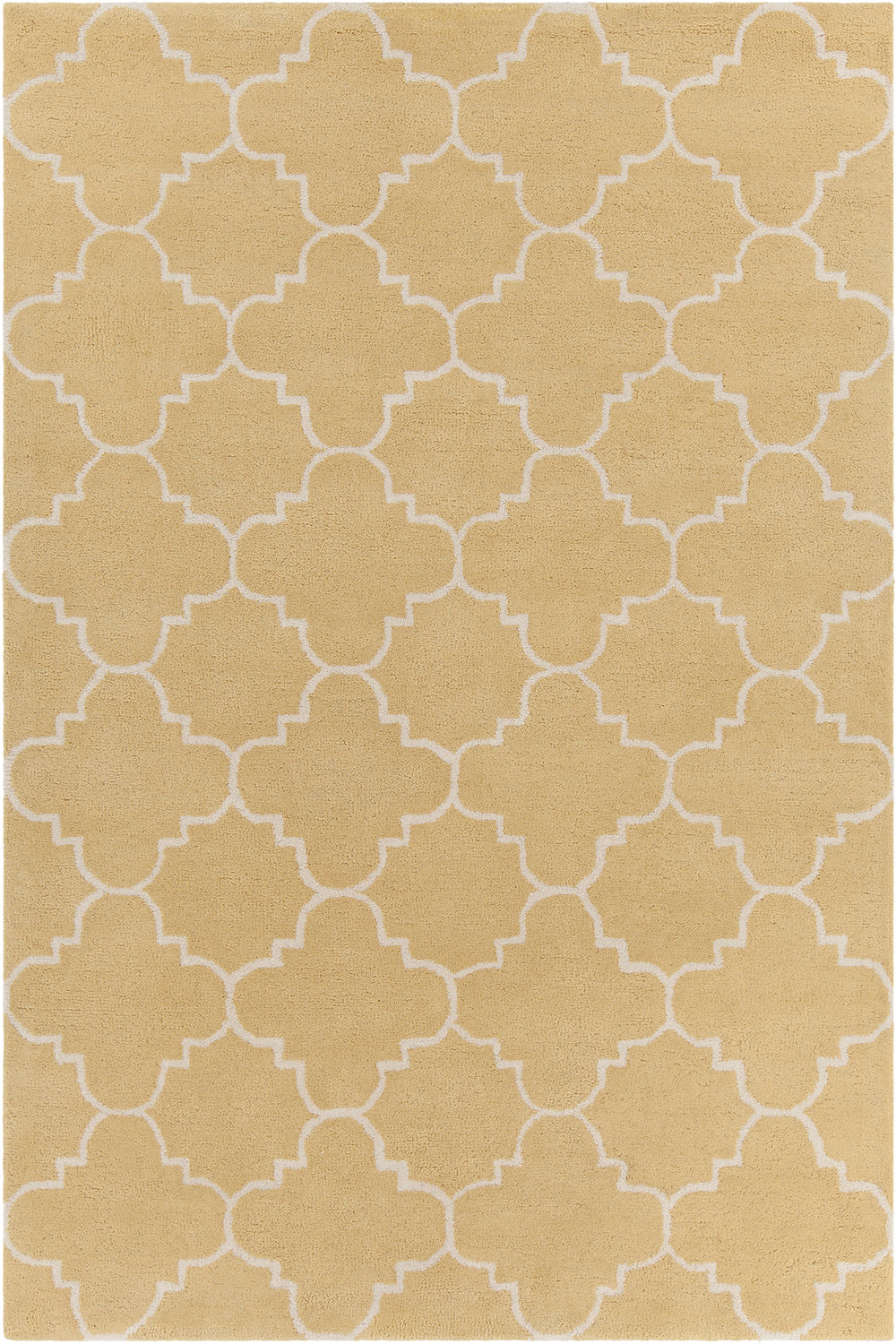 Chandra Rugs Davin 100% Wool Hand-Tufted Contemporary Wool Rug Yellow/White 7' x 10'