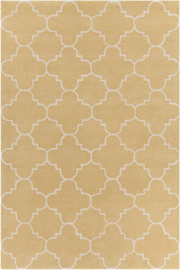 Chandra Rugs Davin 100% Wool Hand-Tufted Contemporary Wool Rug Yellow/White 7' x 10'