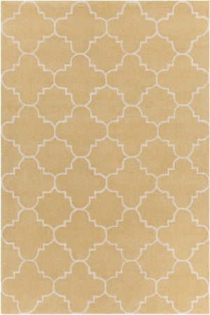 Chandra Rugs Davin 100% Wool Hand-Tufted Contemporary Wool Rug Yellow/White 7' x 10'