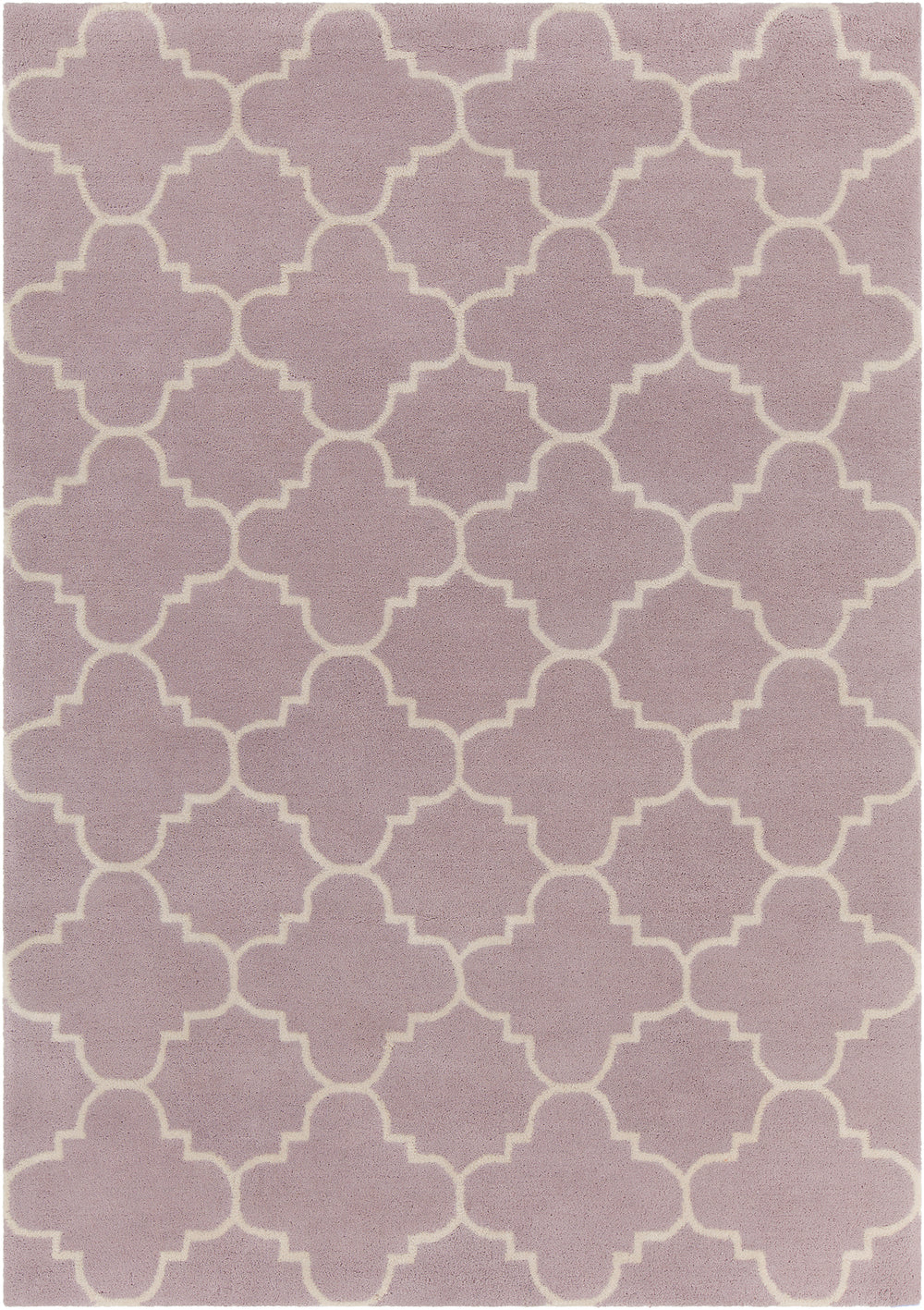 Chandra Rugs Davin 100% Wool Hand-Tufted Contemporary Wool Rug Light Purple/White 7' x 10'