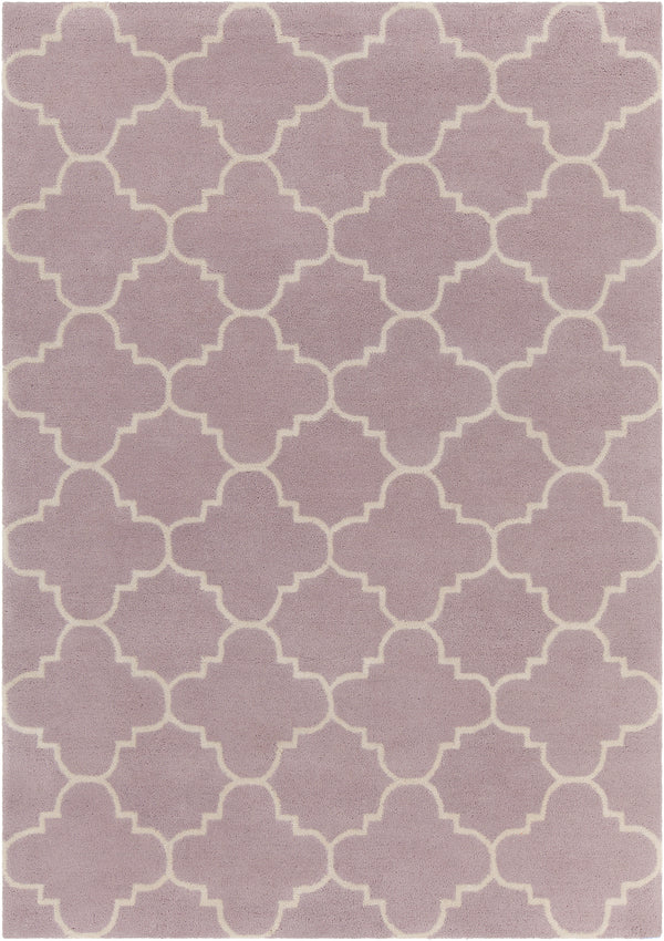 Chandra Rugs Davin 100% Wool Hand-Tufted Contemporary Wool Rug Light Purple/White 7' x 10'