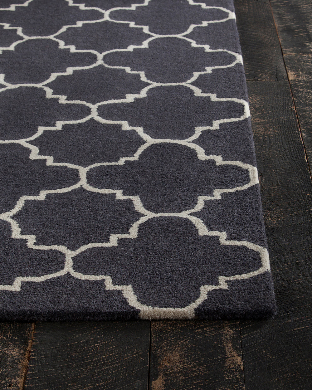 Chandra Rugs Davin 100% Wool Hand-Tufted Contemporary Wool Rug Charcoal/White 7' x 10'