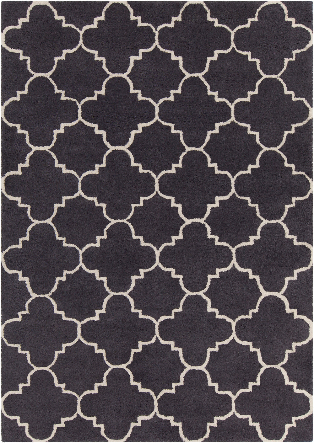 Chandra Rugs Davin 100% Wool Hand-Tufted Contemporary Wool Rug Charcoal/White 7' x 10'