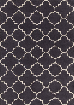 Chandra Rugs Davin 100% Wool Hand-Tufted Contemporary Wool Rug Charcoal/White 7' x 10'