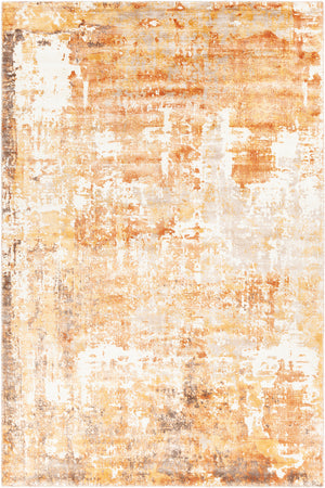 Chandra Rugs Dawn 100% Viscose Hand-Woven Contemporary Rug Orange/White/Brown 7'9 x 10'6