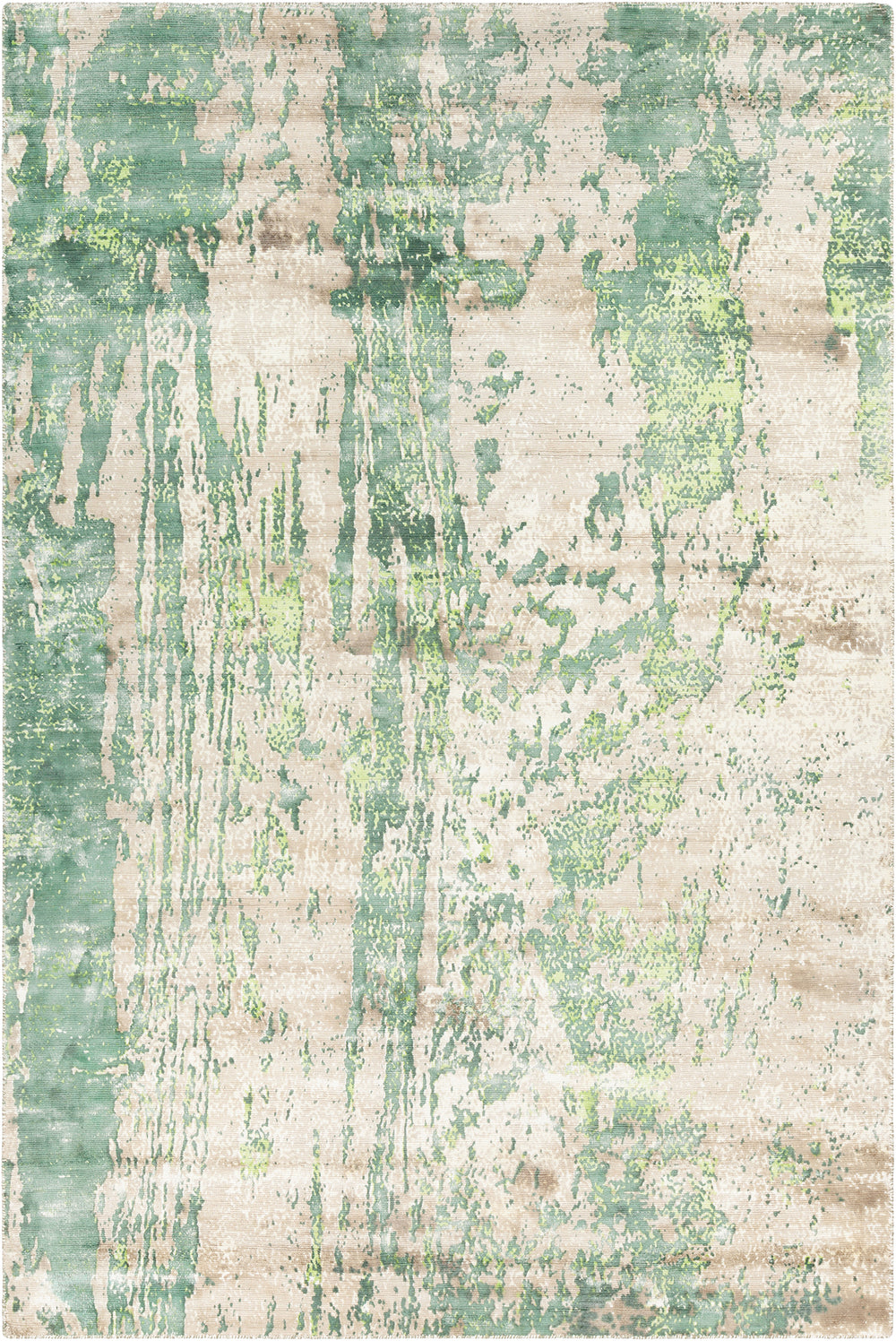 Chandra Rugs Dawn 100% Viscose Hand-Woven Contemporary Rug Greeen/Tan/White 7'9 x 10'6