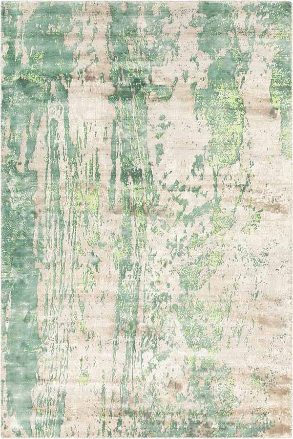 Chandra Rugs Dawn 100% Viscose Hand-Woven Contemporary Rug Greeen/Tan/White 7'9 x 10'6