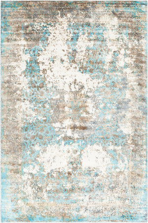 Chandra Rugs Dawn 100% Viscose Hand-Woven Contemporary Rug Blue/Brown/White 7'9 x 10'6