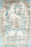 Chandra Rugs Dawn 100% Viscose Hand-Woven Contemporary Rug Blue/Brown/White 7'9 x 10'6
