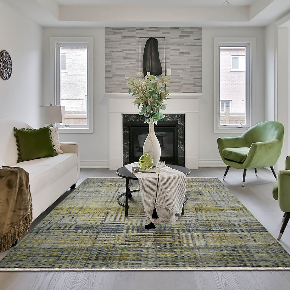 AMER Rugs Dazzle DAZ-113 Hand-Knotted Geometric Transitional Area Rug Yellow 10' x 14'