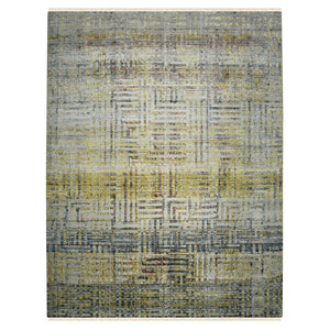 AMER Rugs Dazzle DAZ-113 Hand-Knotted Geometric Transitional Area Rug Yellow 10' x 14'
