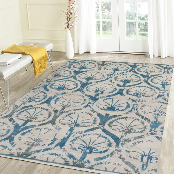 AMER Rugs Dazzle DAZ-3 Hand-Knotted Floral Transitional Area Rug Teal 10' x 14'