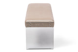 Baxton Studio Hildon Modern and Contemporary Beige Microsuede Fabric Upholstered Lux Bench with Paneled Acrylic Legs