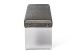 Baxton Studio Hildon Modern and Contemporary Grey Microsuede Fabric Upholstered Lux Bench with Paneled Acrylic Legs