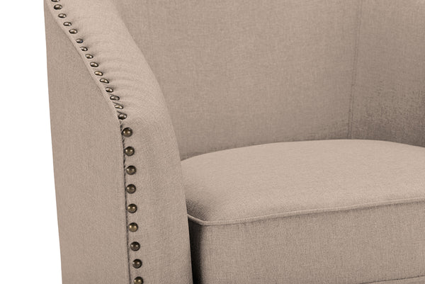 Baxton Studio Porter Modern and Contemporary Classic Retro Beige Fabric Upholstered Swivel Tub Chair
