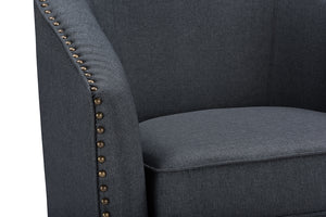 Baxton Studio Porter Modern and Contemporary Classic Retro Grey Fabric Upholstered Swivel Tub Chair