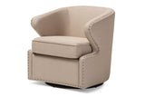 Baxton Studio Finley Mid-century Modern Beige Fabric Upholstered Swivel Armchair