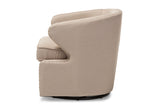 Baxton Studio Finley Mid-century Modern Beige Fabric Upholstered Swivel Armchair