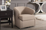 Baxton Studio Finley Mid-century Modern Beige Fabric Upholstered Swivel Armchair